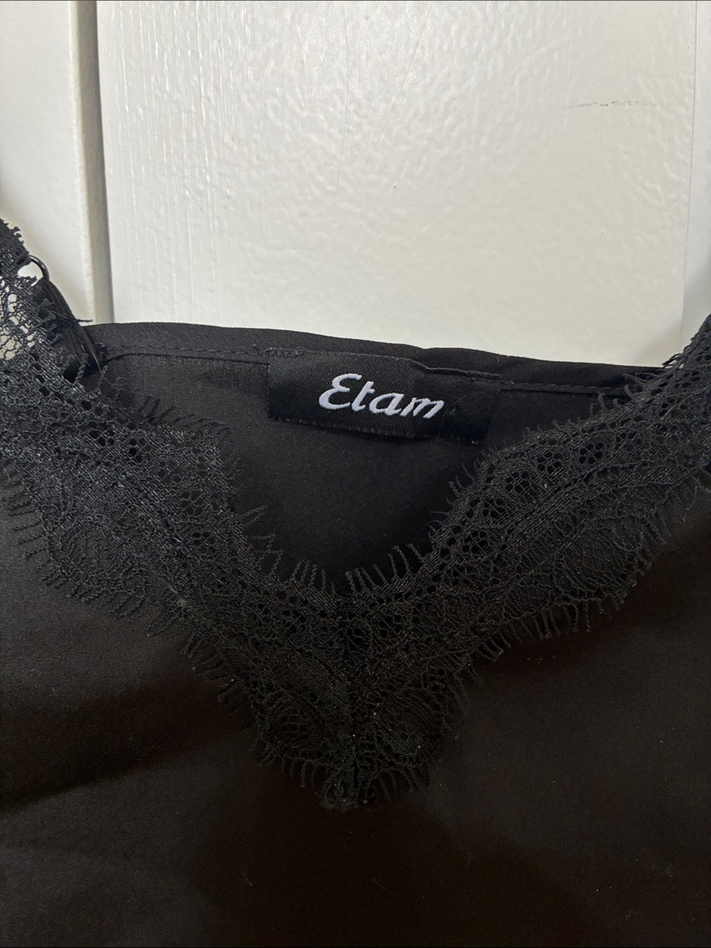 Etam Black Lace-Edge Satin Camisole - Picture 2 of 3
